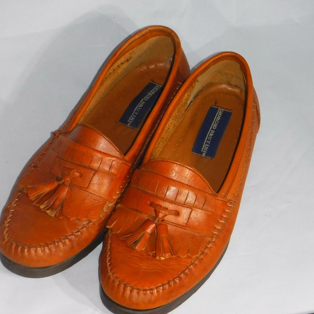 Giorgio Brutini Brown Leather Tasseled Loafers  8M